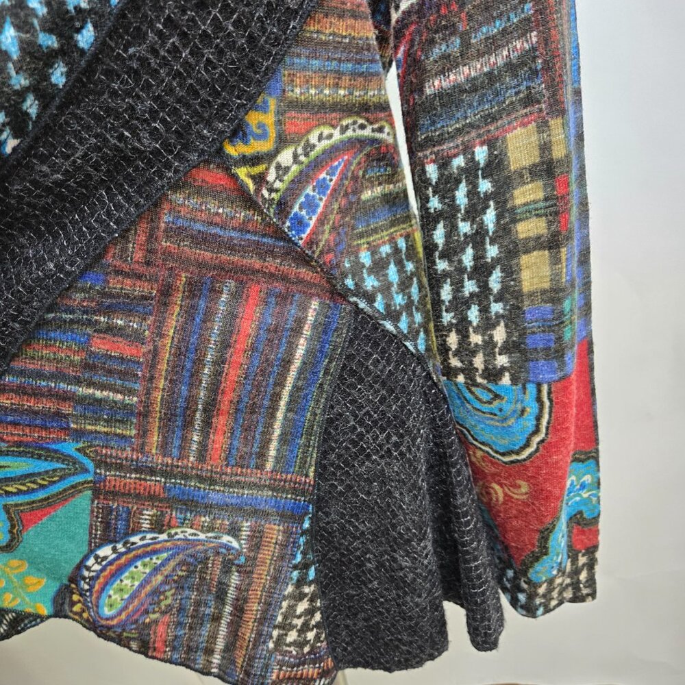 Vintage Concept Top L Patchwork Pattern Black Kni… - image 7